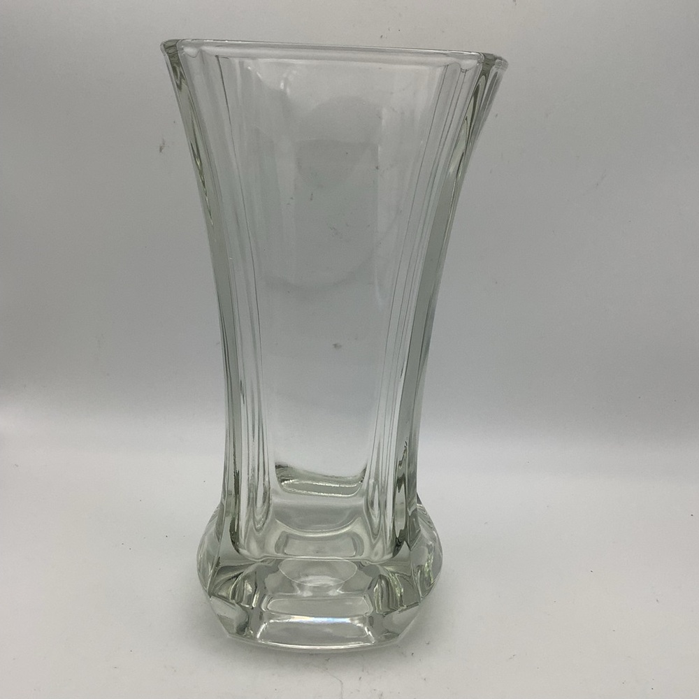 Elegant  French Four Sided Clear Glass Vase